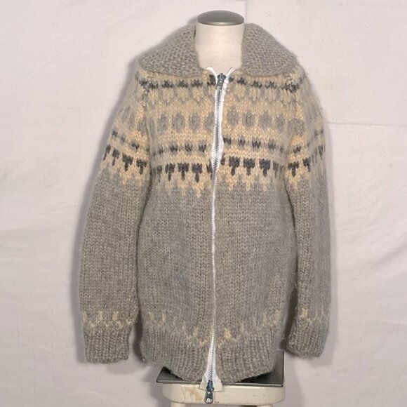 Vintage Genuine Cowichan Hand Knit Full Zip Fair Isle  Wool Sweater M - Picture 14 of 16